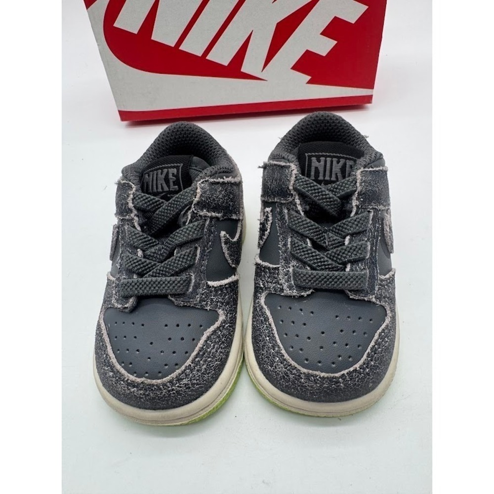 Nike Dunk Low Toddler Sneakers‎ Grey Lime Green Distressed Style 3C